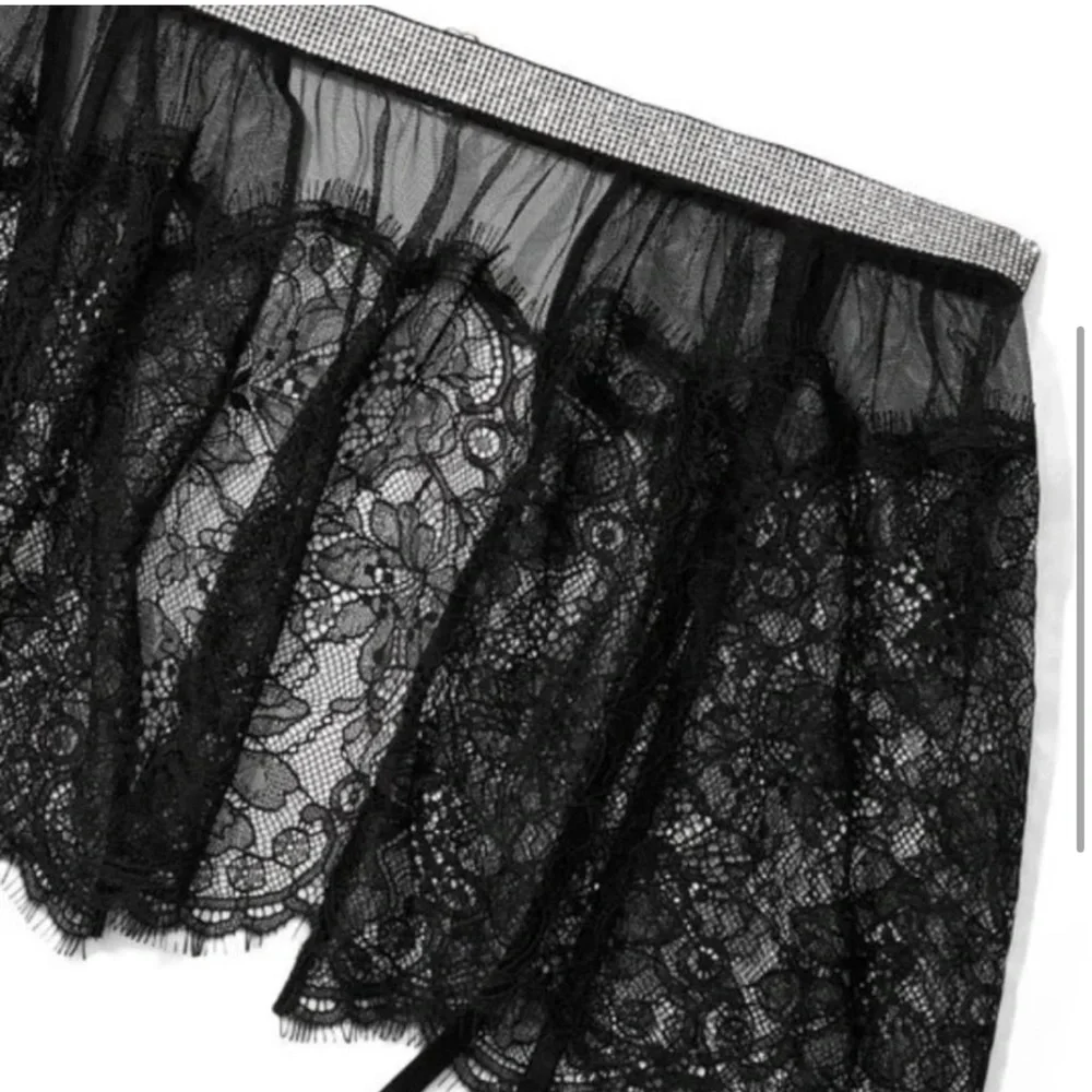 Victoria's Secret Shine Lace Skirt With Garters M/L NWT - Picture 2 of 7